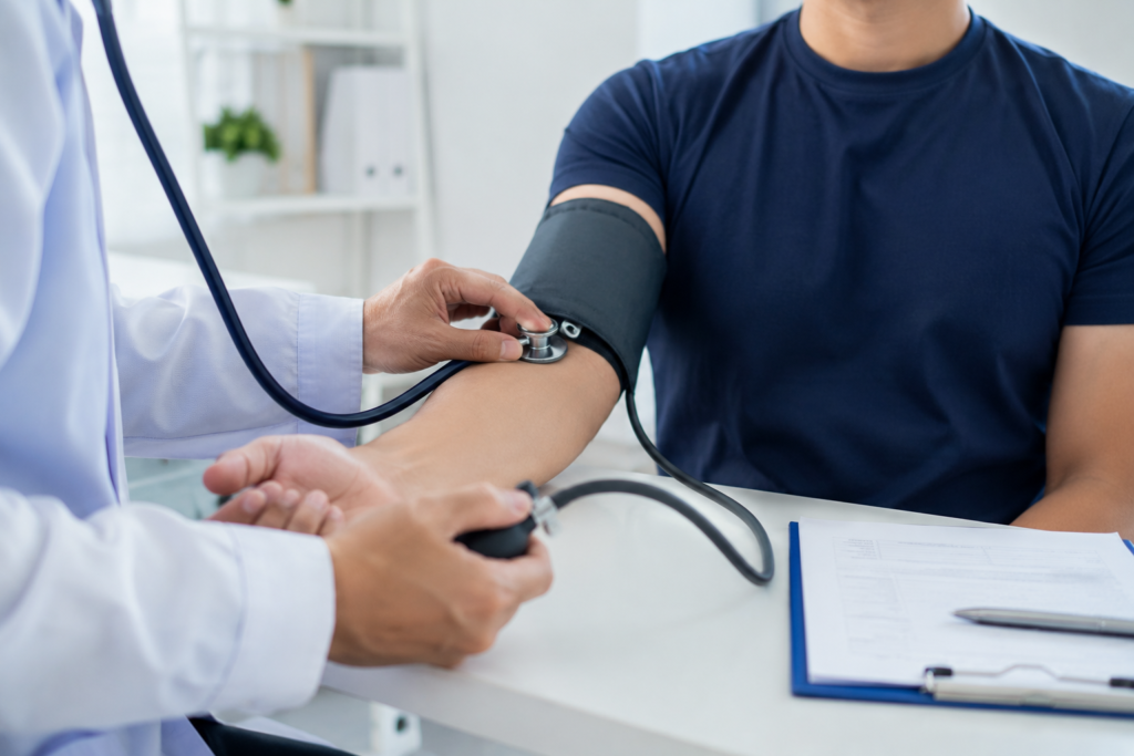Healthcare provider performing a pre-operative exam before a scheduled surgical procedure