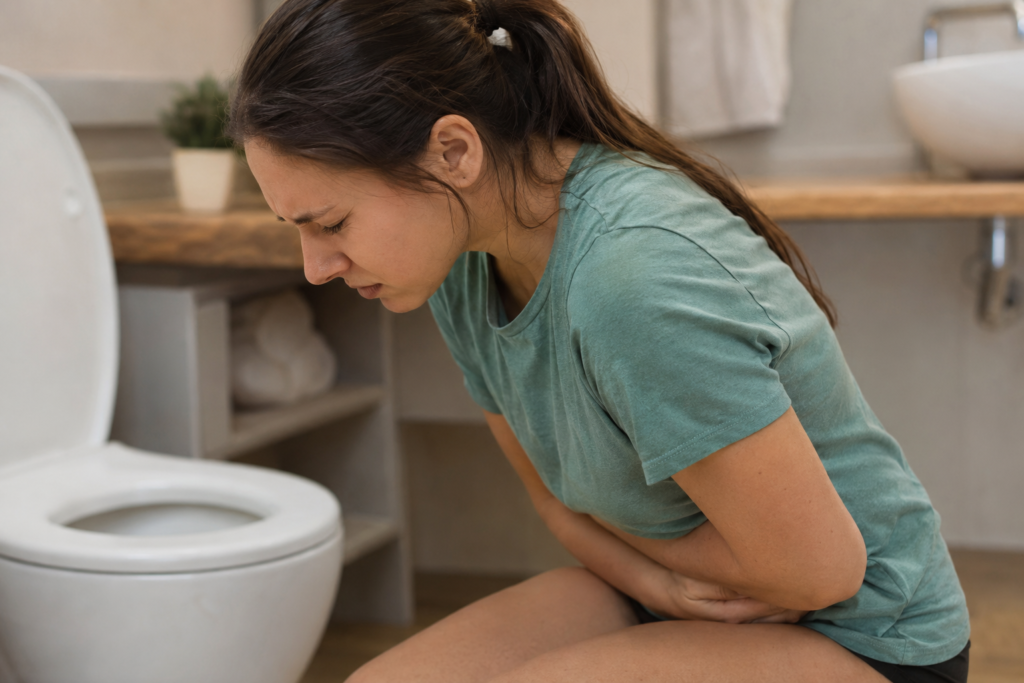 Woman Experiencing Stomach Pain Cyclosporiasis