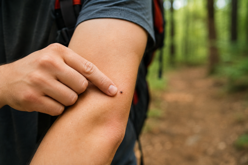 Healthcare provider examining a patient's tick bite for signs of infection or tick-borne illness at UNI Urgent Care